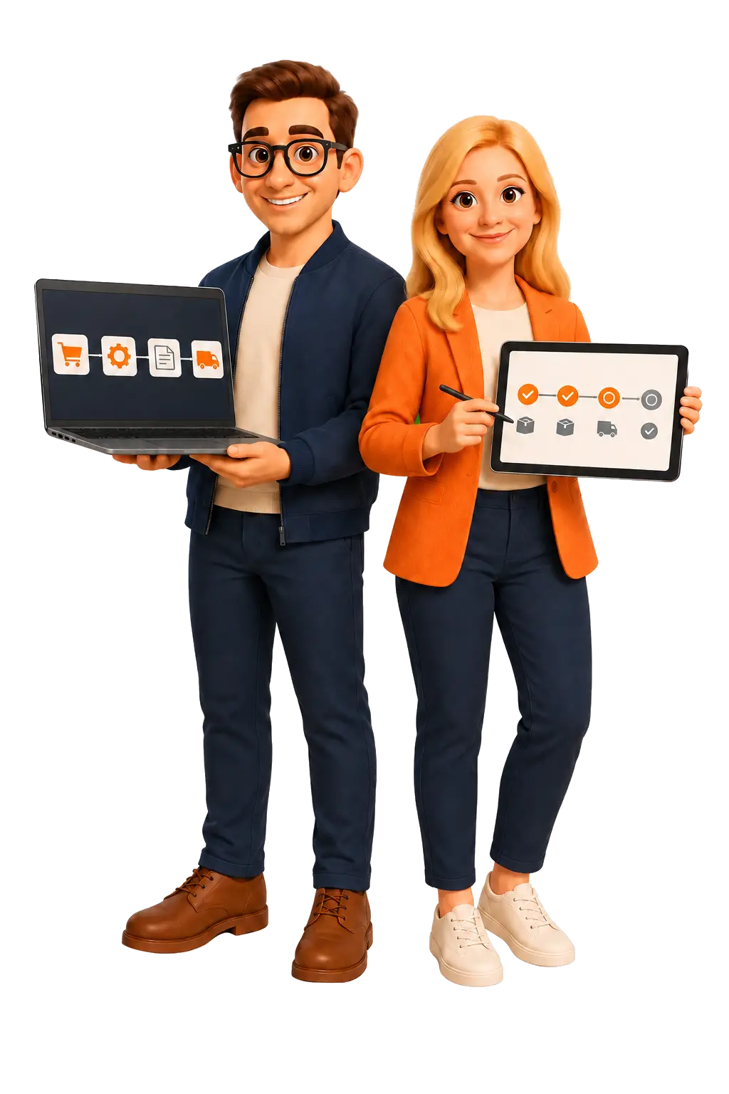 Programista i graficzka projektujący automatyzację obsługi zamówień